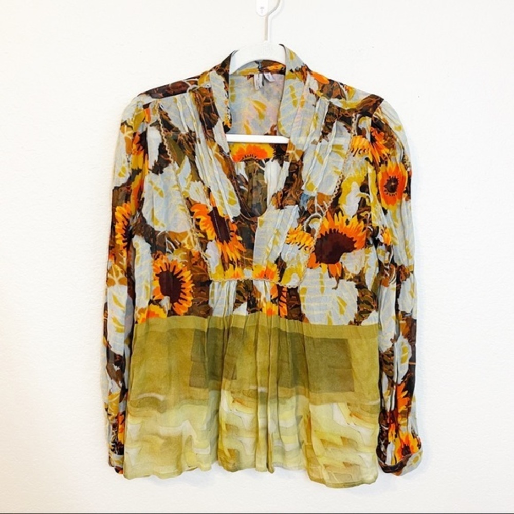 Anthropology Blank London Sunflower Viscose Blouse